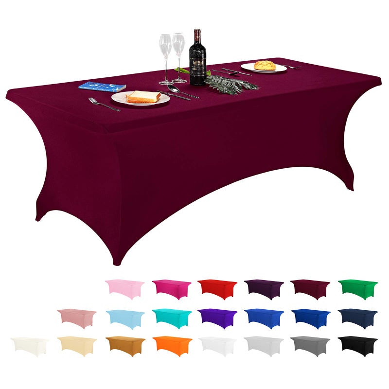 LZY Spandex Fitted Stretch Table Cover for 6 ft or 4ft or 8ft Folding Table, Rectangular Cocktail Tablecloth, Perfect for Party or Banquet - Image 1
